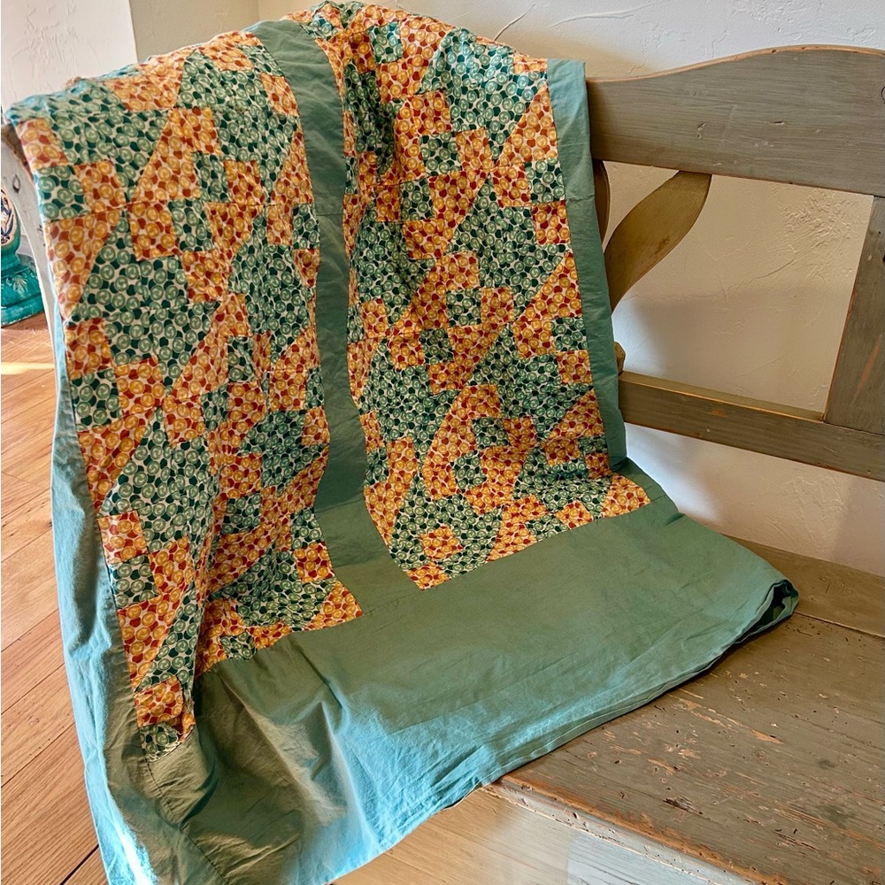 Vintage hand stitched patchwork quilt top